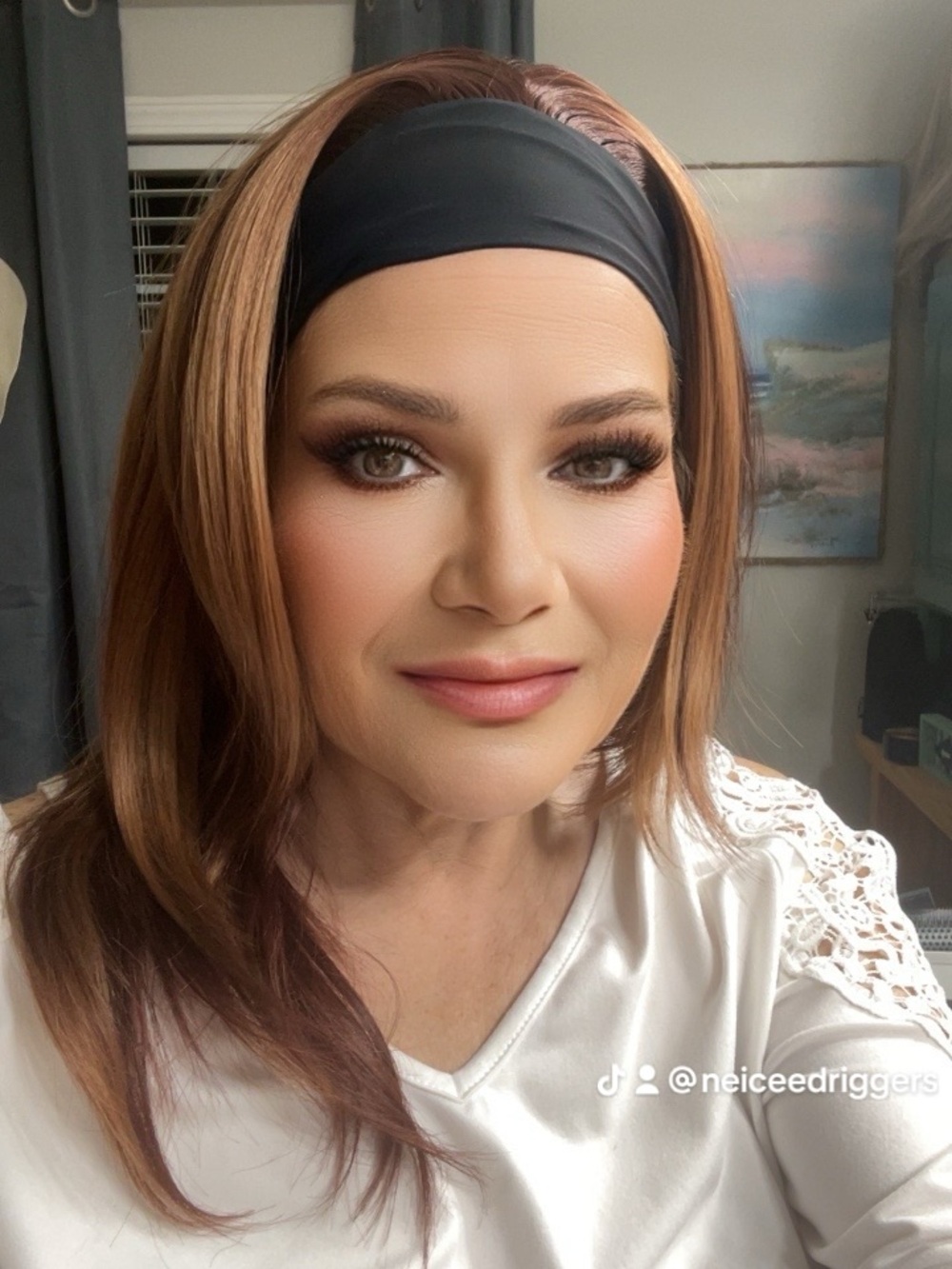 CSC Clara  Rich Auburn Headband Wig with Natural Lowlights
